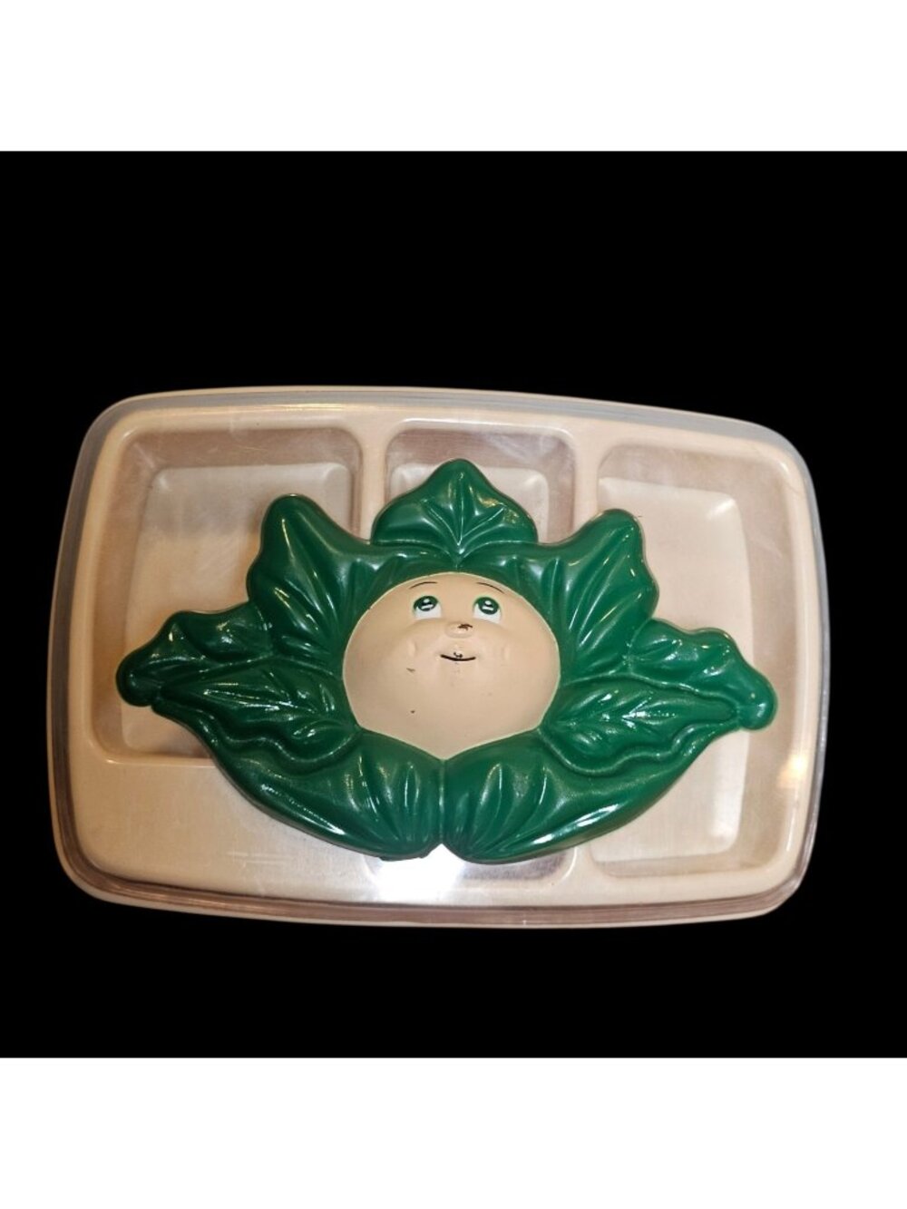 Cabbage Patch Kids Tray Plate With Lid 1984 Vintage Plastic Cream